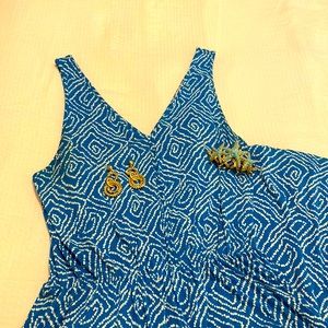 Blue and white maxi dress